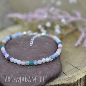 bransoletka z kamieniem naturalnym - agat trawiony srebro 925