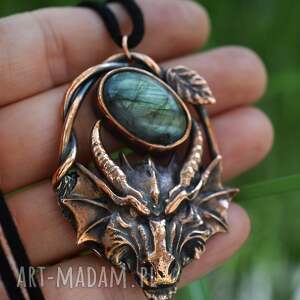Naszyjnik ze smokiem i labradorytem - unikat handmade