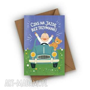 kartka z okazji narodzin dziecka - czas na jazdę bez trzymanki, baby