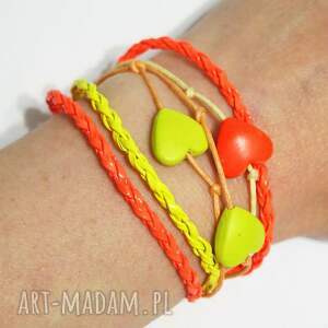 Prezent Bransoletka - Neonowe serca - rzemienie