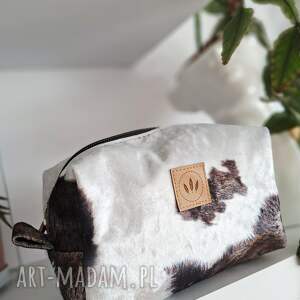 welurowa midi kosmetyczka krówka, kuferek na kosmetyki dla niej