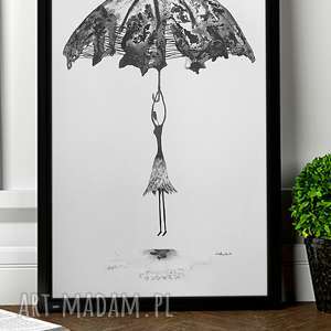 zamówienie specjalne grafika czarno-biała rain format 30x42, plakat romantyczny
