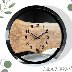 zegar drewniany na ścianę średnica 40 cm stalowa obręcz 100