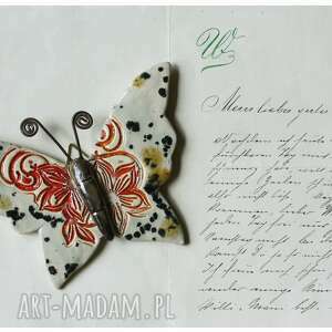 Motyl nakrapiany - ceramika handmade do powieszenia 9x9 cm