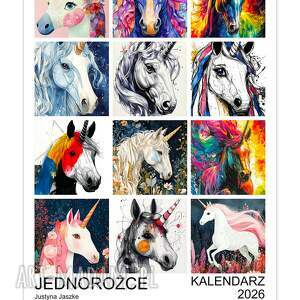 kalendarz 2026 jednorożce 15x21 cm, prezent, prezent na święta, fantasy