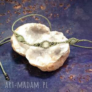 Prezent TRIO agat w makramie zielony naszyjnik pleciony z kamieniami