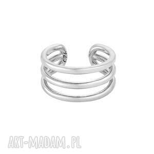 Srebrna kolczyki, srebro, nausznica, potrójna