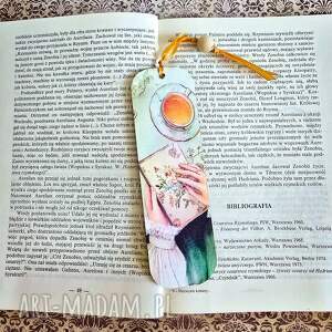 zakładka do książki - zaczytana kawoszka 3, drewniana romantyczna