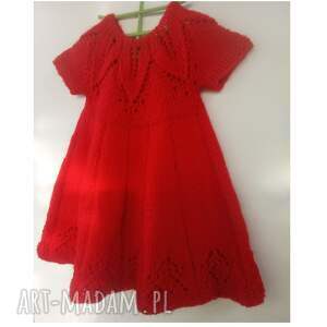 czerwona sukienka tunika dziewczynki roczek, chrzest drutach