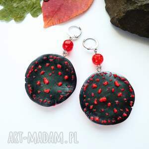 Kolczyki grzybki muchomorki “lawa i popiół”, kapelusze, amanita