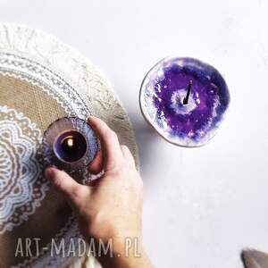 handmade ceramika podstawka na kadzidełko. fioletowy grzyb