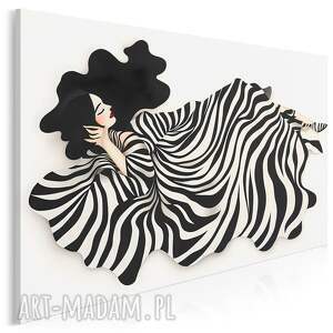 Obraz do sypialni - KOBIETA W SUKNI W ZEBRĘ - 70x50 cm (129201)