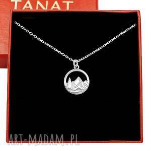 srebrny pudełko, naszyjnik las, góry