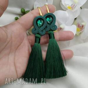szmaragdowe butelkowe zielone kolczyki chwosty emerald
