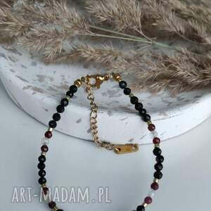 bransoletka mocy turmalin czarny, cytryn kamienie naturalne, granat