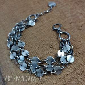 Bransoletka - blaszki trzy rzędy, oksydowane, srebro 925