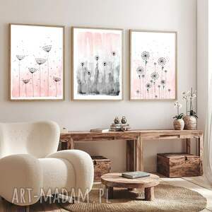 zestaw 3 prac A1, plakat, kwiaty obraz akwarela dom, sztuka