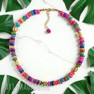 NASZYJNIK: Summer collection: złota lawa, kolorowa masa perłowa