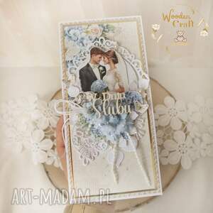 prezent pod choinkę Romantyczna kartka ślubna, pamiątka ślubu ręcznie