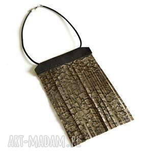 Brązowo czarny skórzany na rzemyku, długi naszyjnik