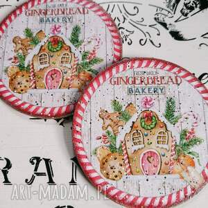 Podkładki pod kubki decoupage Gingerbread Bakery - 2 sztuki