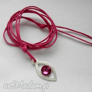 OKO wisiorek ze srebra i kryształem Swarovski Elements (różowe) - ręcznie robiony