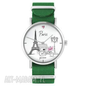 ręczne wykonanie zegarki zegarek - paryż zielony, nylonowy