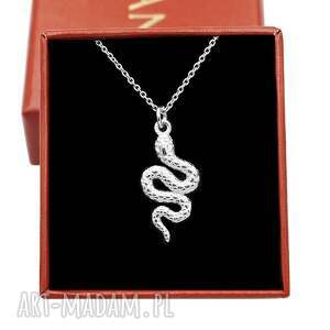Srebrny naszyjnik pudełko, żmija, wąż, gad, ankier