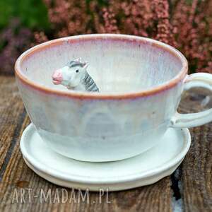 handmade ceramika filiżanka z koniem | różana perła | filiżanka do kawy | kamionka | 300