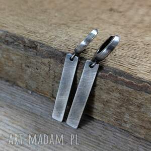 delikatne blaszki - kolczyki, srebro oksydowane 925, bar