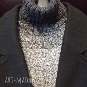 czapka i komin golf, komplet, wełna, bawełna w szarościach, dla niej na prezent