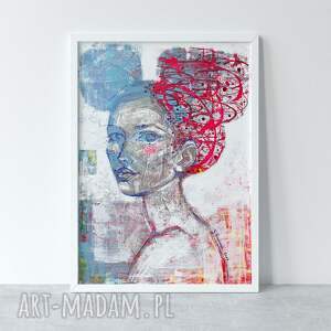 plakat 50x70 cm - lolita, wydruk portret, kobieta, twarz grafika