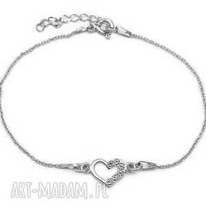 srebrna bransoletka srebro 925 serce serduszko z cyrkoniami