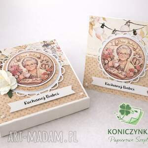 kartka w pudełku dzień babci scrapbooking, rękodzieło