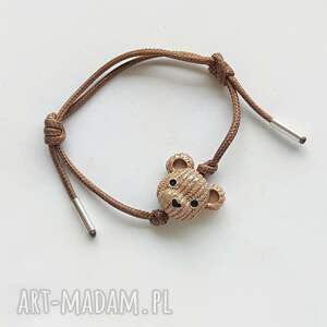 miś bransoletka koralik, sznurek