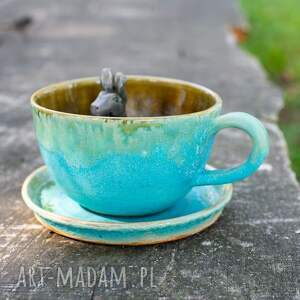 filiżanka z figurką królika / leśny - AzulHorse dom ceramika