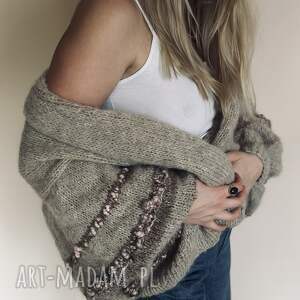 Kardigan Sophie, sweter ręcznie robiony, szerokie rękawy, alpaka