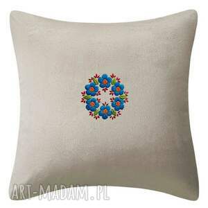 ✨ Ręcznie haftowana poszewka na poduszkę 45x45 cm - jasnobeżowy