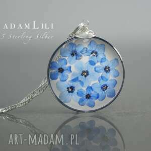 925 %u2665 prawdziwe kwiaty niezapominajki - Biżuteria naszyjniki