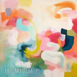 pastelowy obraz abstrakcyjny - wydruk na płótnie 100x100 cm kolorowa