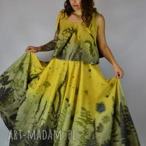 Barwiona roślinami, ręcznie robiona Dzika Spódnica Słoneczna Łąka