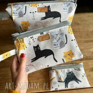 komplet 3 kosmetyczek - koteczki kosmetyczka w podróz, prezent urodzinowy