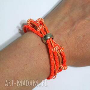 Prezent Bransoletka - Neonowa pomarańcza - rzemienie