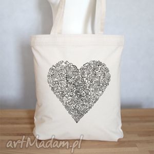 handmade eko torba na zakupy serce