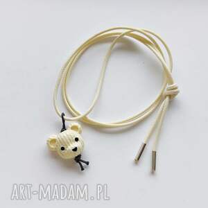 miś wisiorek sznurek, srebro