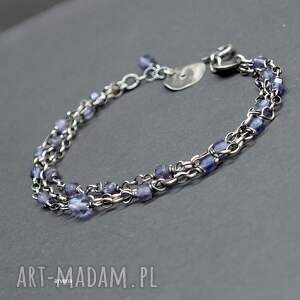 arvena iolit szafir wodny - bransoletka 03 srebro oksydowane nowoczesna