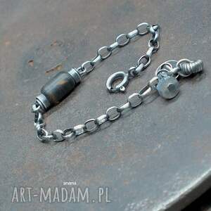 bursztyn unisex - bransoletka 19 biżuteria autorska srebro oksydowane
