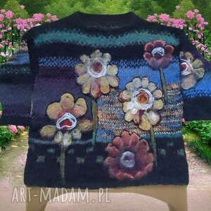 blackberry tunika, filcowanie, sweter poncho, wełna