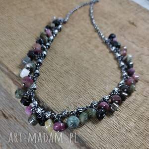 irart naszyjnik - surowy z turmalinu ii, srebro oksydowane, 925