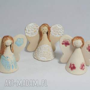 ręcznie robione ceramika aniołki stojące 2 szt